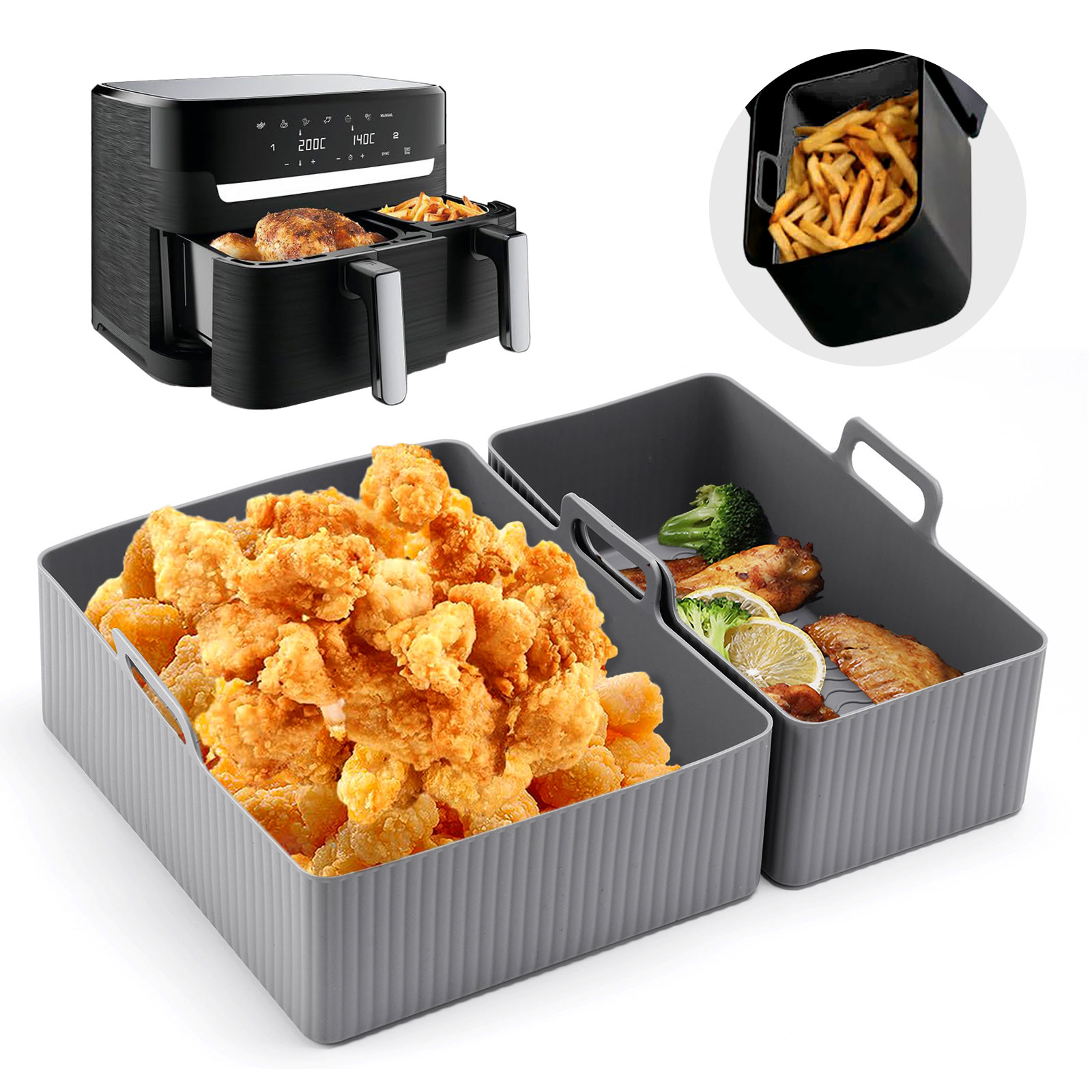 再利用可能なシリコンエアフライヤーマット、ベーキングパン型、 - Camping Cooking Mat のレビューと価格