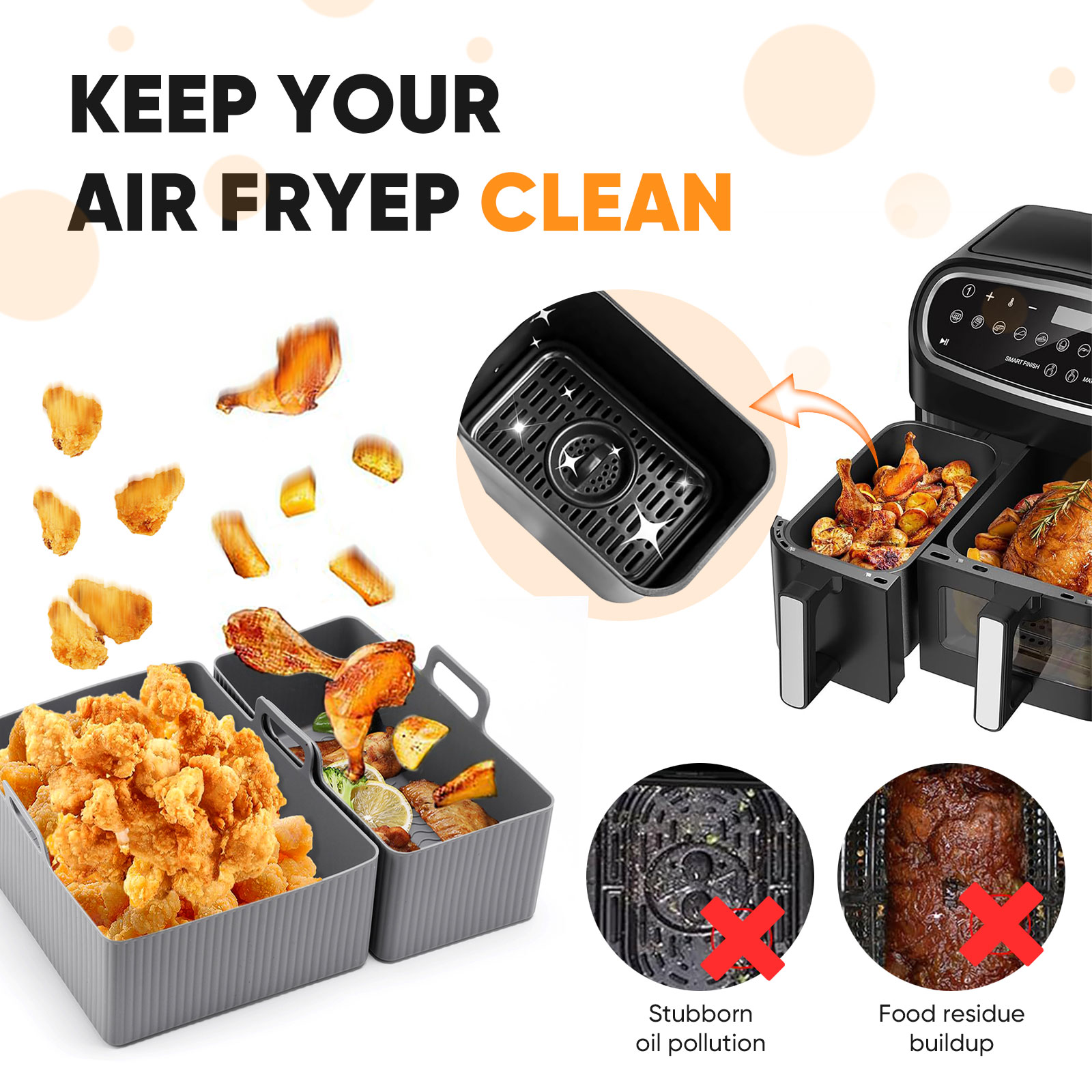 再利用可能なシリコンエアフライヤーマット、ベーキングパン型、 - Camping Cooking Mat のレビューと価格