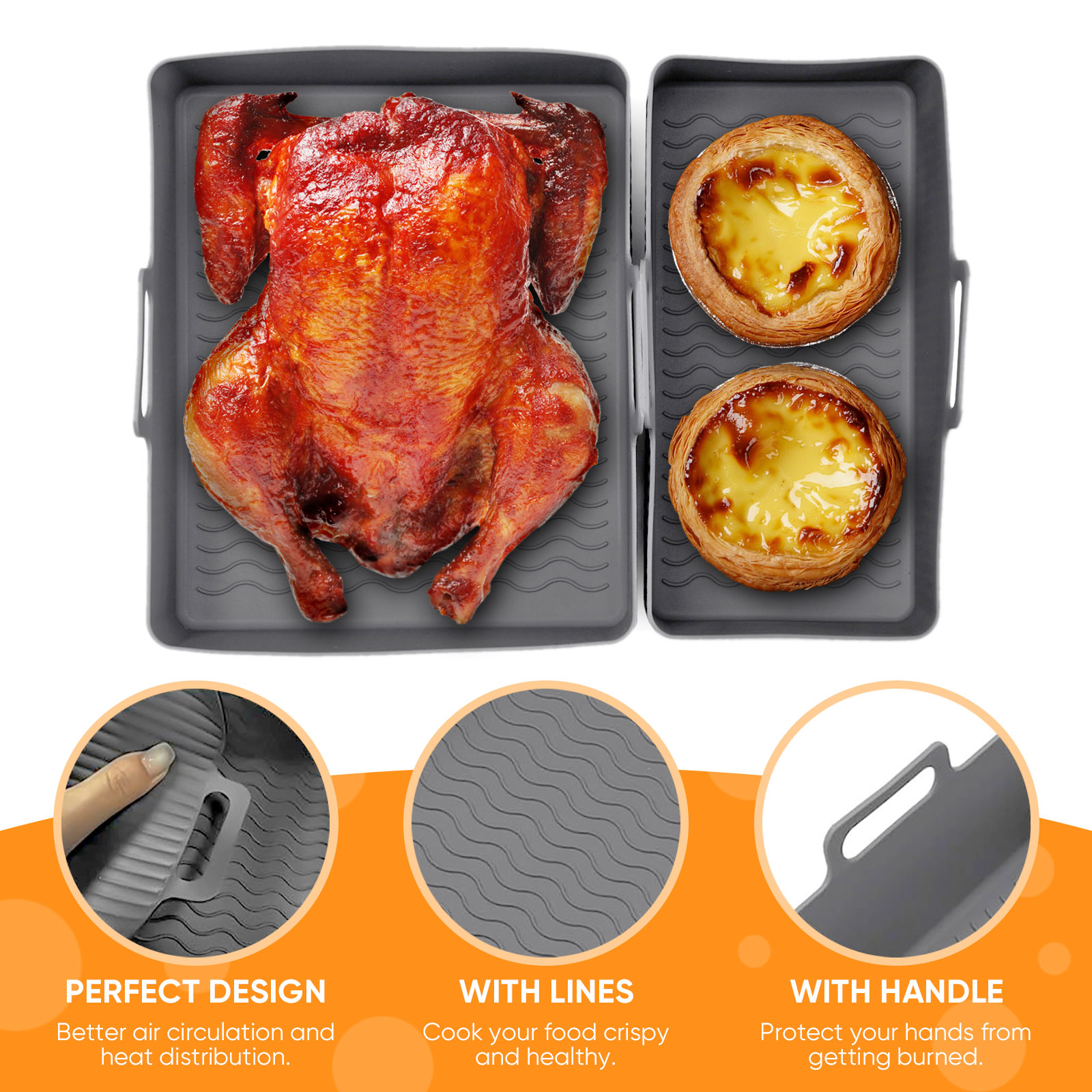 再利用可能なシリコンエアフライヤーマット、ベーキングパン型、 - Camping Cooking Mat のレビューと価格