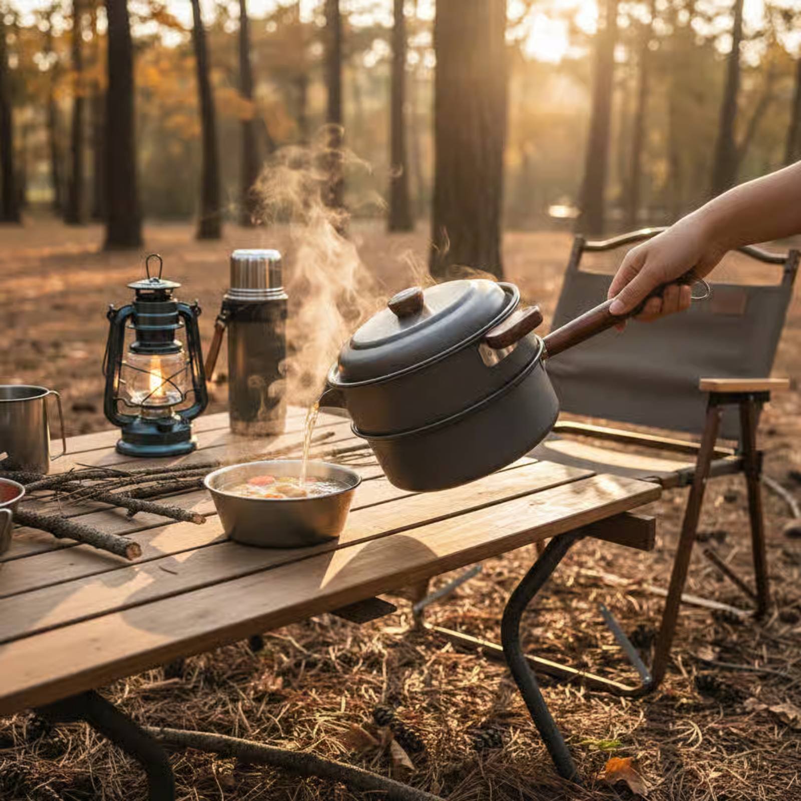 3 L 3L 屋外調理鍋 軽量キャンプ蒸し器ポット ポータブ - Nesting Camping Cooking Set のレビューと価格