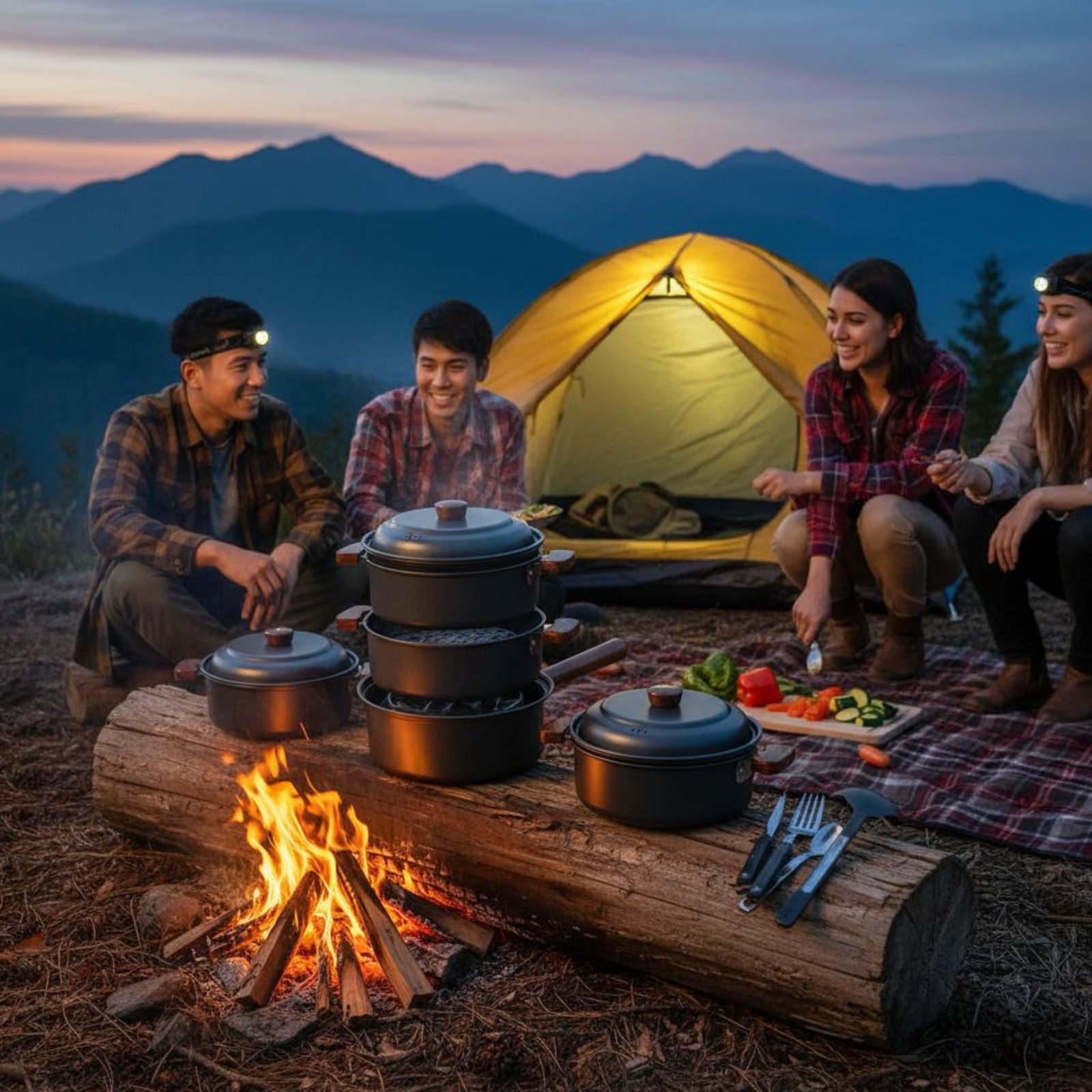 3 L 3L 屋外調理鍋 軽量キャンプ蒸し器ポット ポータブ - Nesting Camping Cooking Set のレビューと価格