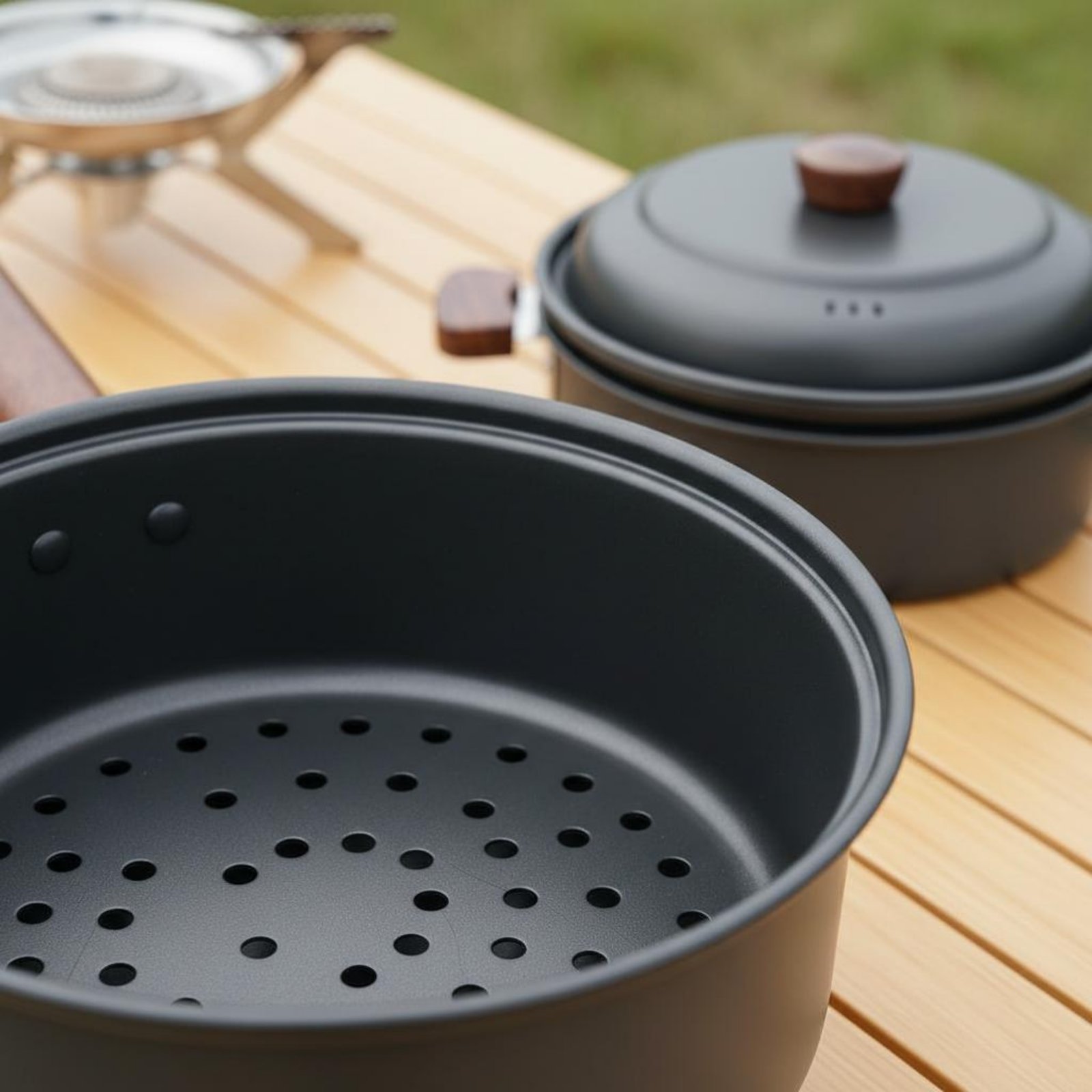 3 L 3L 屋外調理鍋 軽量キャンプ蒸し器ポット ポータブ - Nesting Camping Cooking Set のレビューと価格